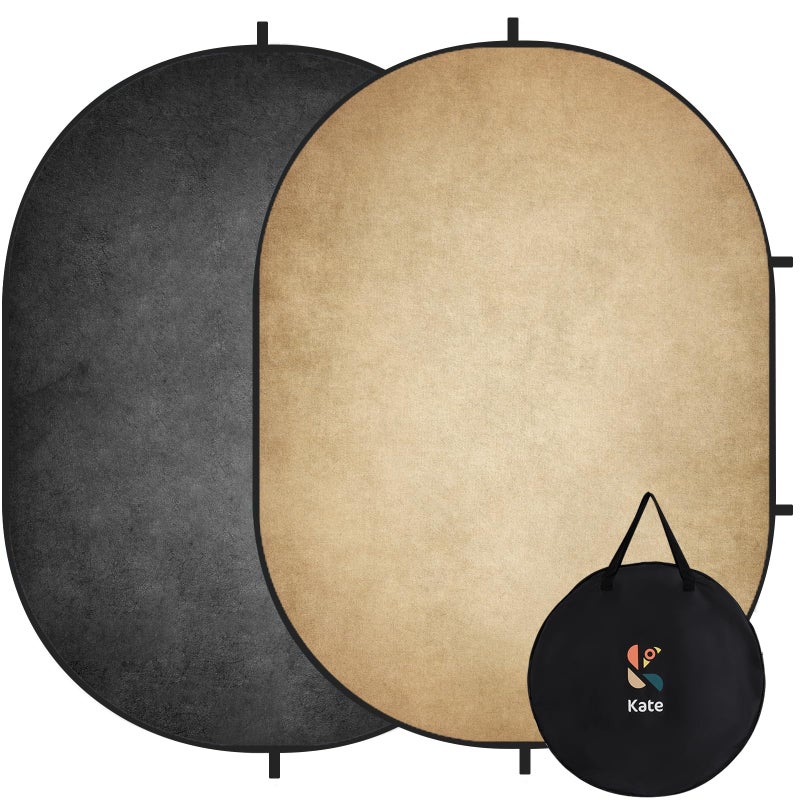 Kate Collapsible Backdrop Pop Up Photo Backdrops Grey Beige Portable Background for Headshot, for Portrait Photography, for Video, 5x6.5ft - Image 1